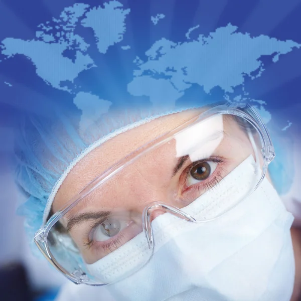 The doctor in spectacles and in a mask — Stock Photo, Image