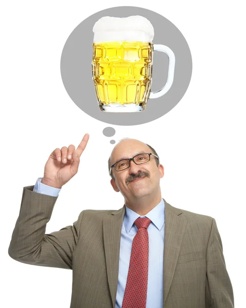 ビールとガラスの男の夢 — ストック写真