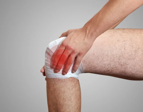 Pain in leg. The bandage — Stock Photo, Image