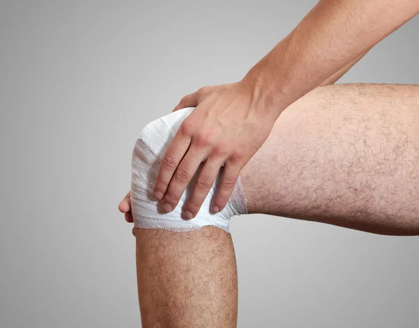 Pain in leg. The bandage — Stock Photo, Image