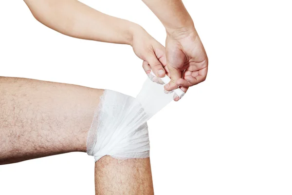 Pain in leg. The bandage — Stock Photo, Image