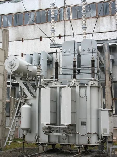 Huge industrial high voltage converter at power plant — Stock Photo, Image