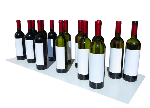 Unlabeled Wine Bottles Isolated over white — Stock Photo, Image