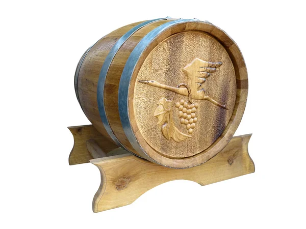 Деревянная бочка для вина, изолированного над белым — стоковое фото