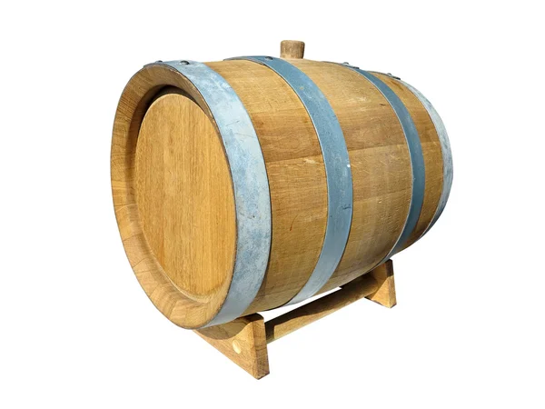 Barril de madeira para vinho isolado sobre branco — Fotografia de Stock