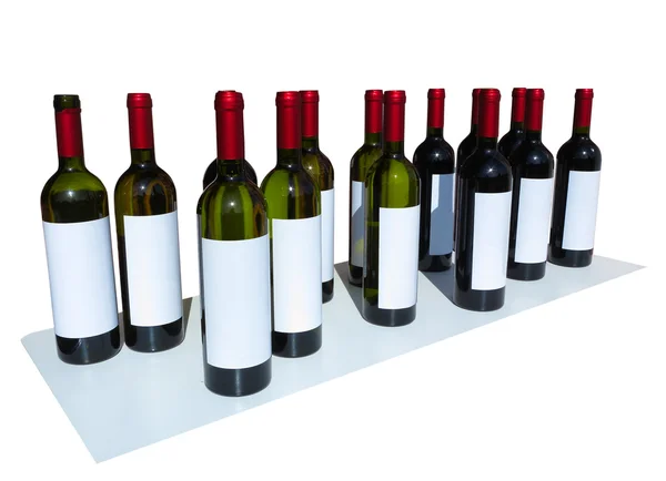 Botellas de vino sin etiquetar Aisladas sobre blanco —  Fotos de Stock