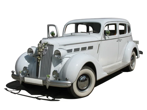 Rétro vintage blanc rêve mariage voiture de luxe isolé — Photo