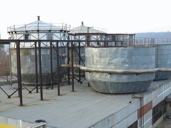 Old industrial chemical storage tanks — Stock Photo, Image