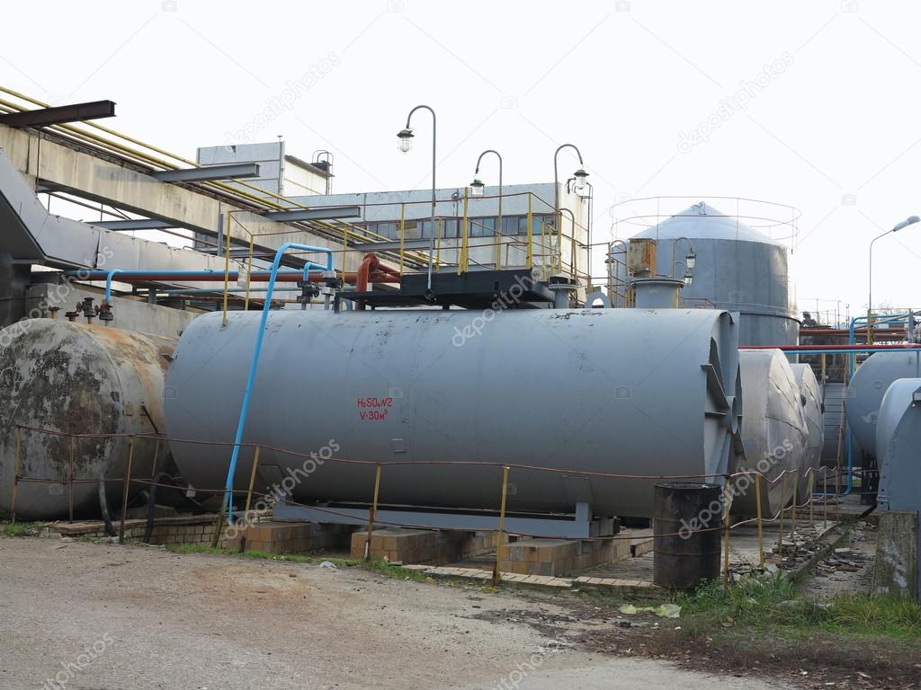 Old industrial chemical storage tanks