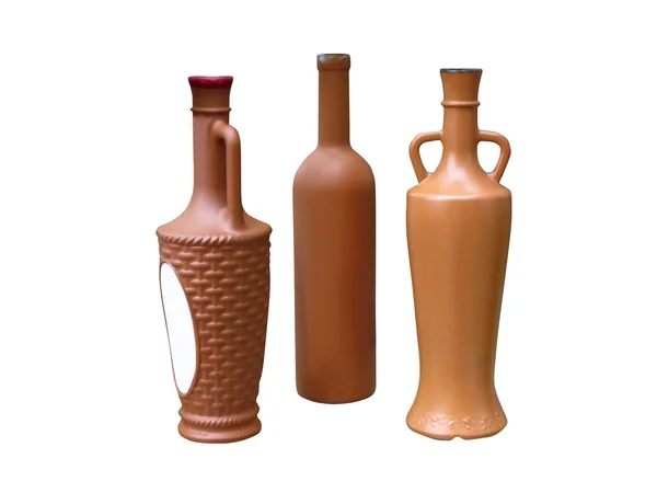 Set of unlabeled beautiful bottles isolated over white — Stock Photo, Image