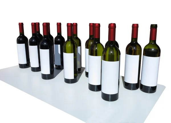 Unlabeled Wine Bottles Isolated over white — Stock Photo, Image