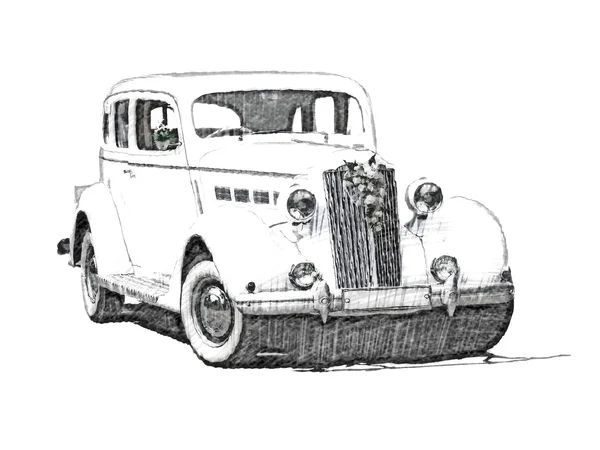 Sketch retrò vintage bianco auto di lusso — Foto Stock