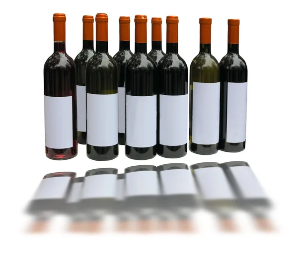 Set of unlabeled wine bottles isolated over white — Stock Photo, Image