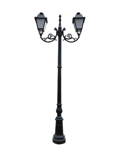 Farola de calle con dos lámparas aisladas en blanco —  Fotos de Stock