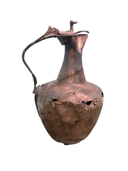 Old copper jug isolated over white — Stock Photo, Image