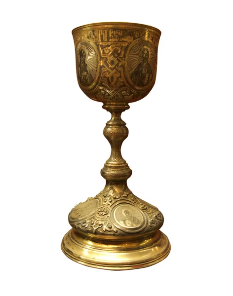 vintage altın kilise kap beyaz bitti izole