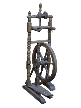 eski el ile ahşap çıkrık kadın üzerinde beyaz izole