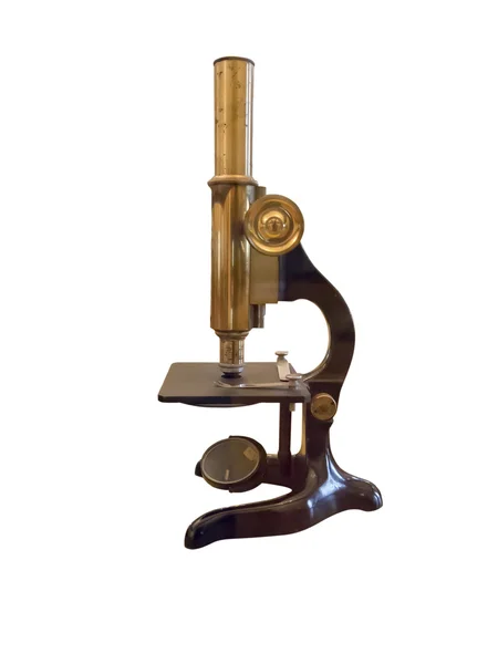 Ancien microscope vintage isolé sur blanc — Photo