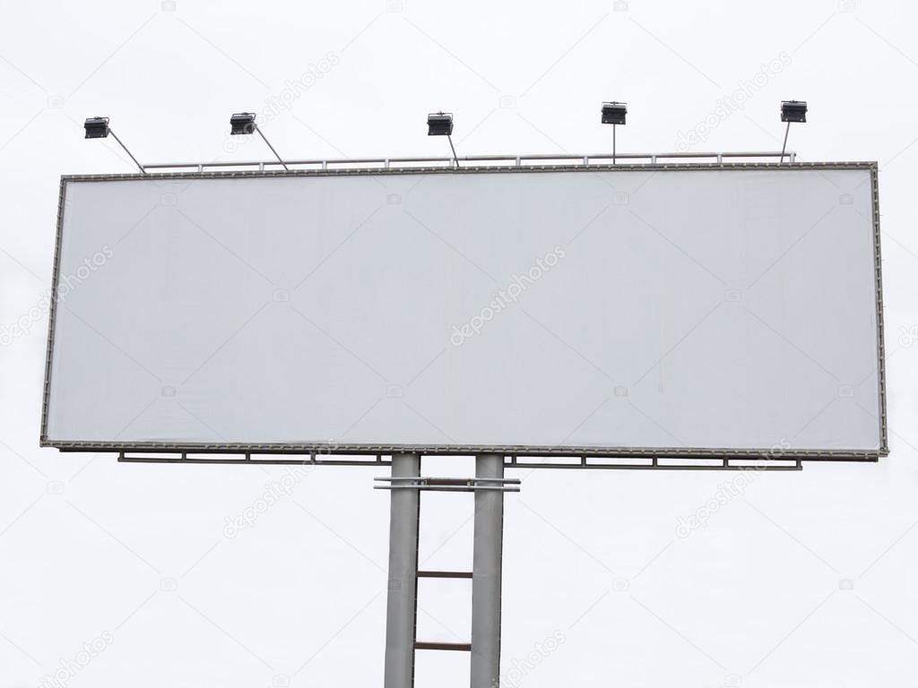 Billboard advertising panel with empty space and light projector