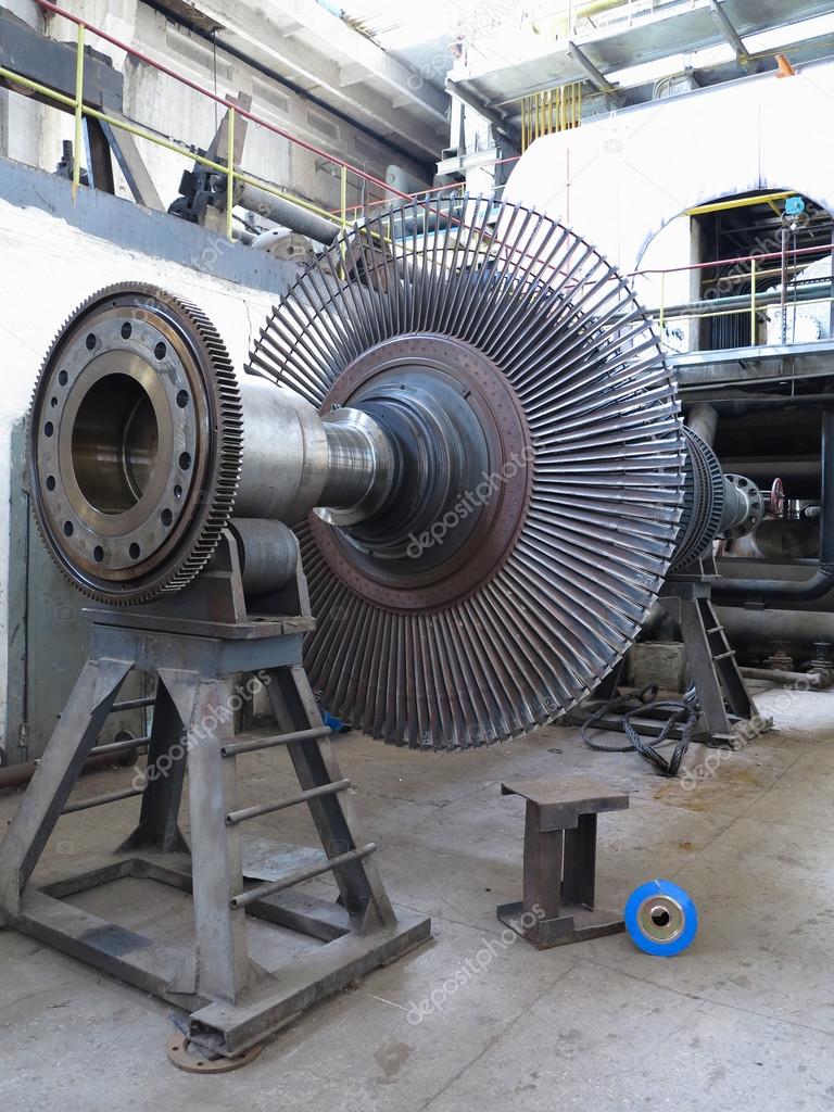 Power generator steam turbine during repair at power plant