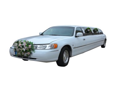 White wedding limousine for celebrities and special events isola clipart