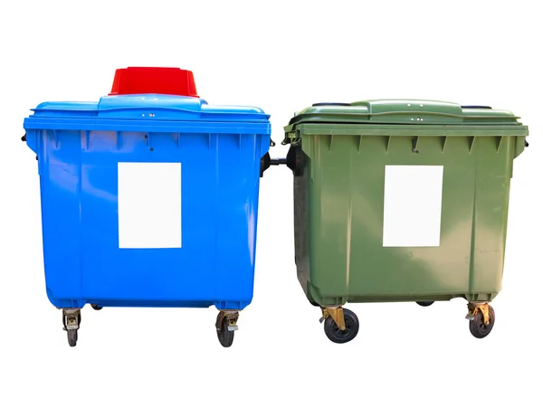 Nieuwe kleurrijke plastic afval containers geïsoleerd over Wit — Stockfoto