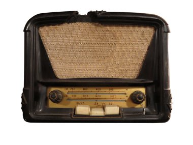 vintage kahverengi eski radyo alıcısı izole