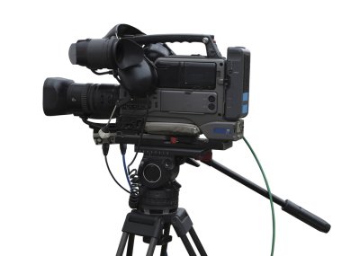 TV stüdyo profesyonel dijital video kamera üzerinde beyaz izole