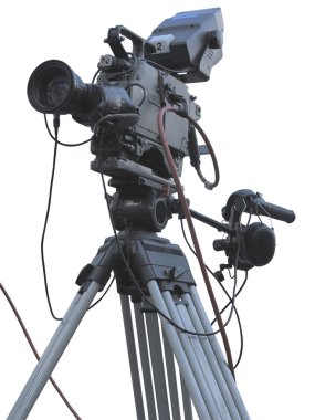 TV stüdyo profesyonel dijital video kamera tripod izole o