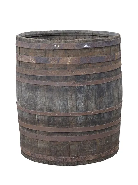 Vintage old wooden barrel isolated over white — Stock Photo, Image