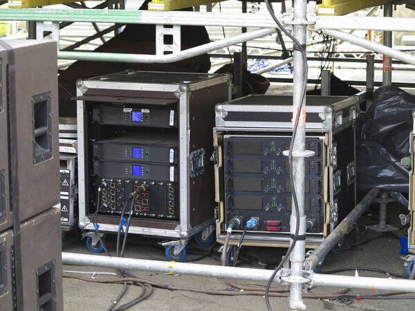 Old powerfull concerto audio stage amplifiers, speakers and equi