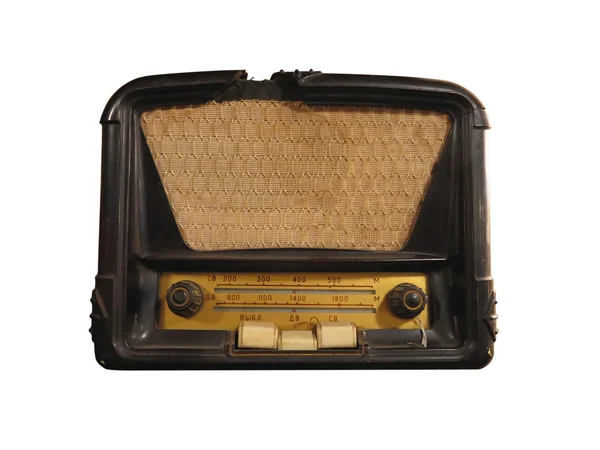Alter brauner Radioempfänger isoliert — Stockfoto