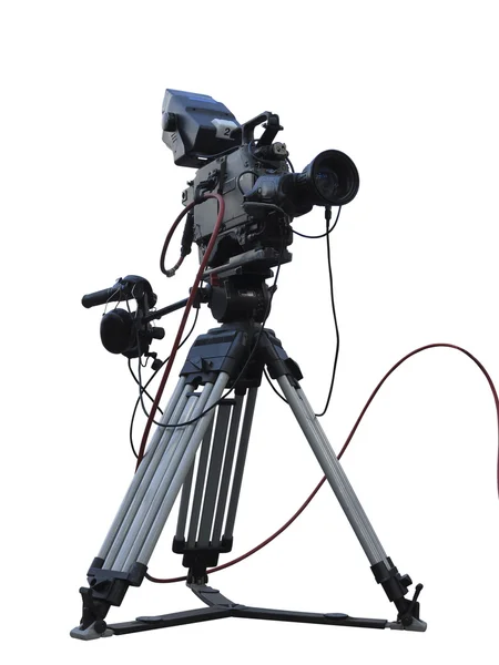 TV professionele studio digitale videocamera op statief geïsoleerde o — Stockfoto