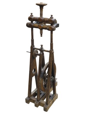 eski el ile ahşap çıkrık kadın üzerinde beyaz izole