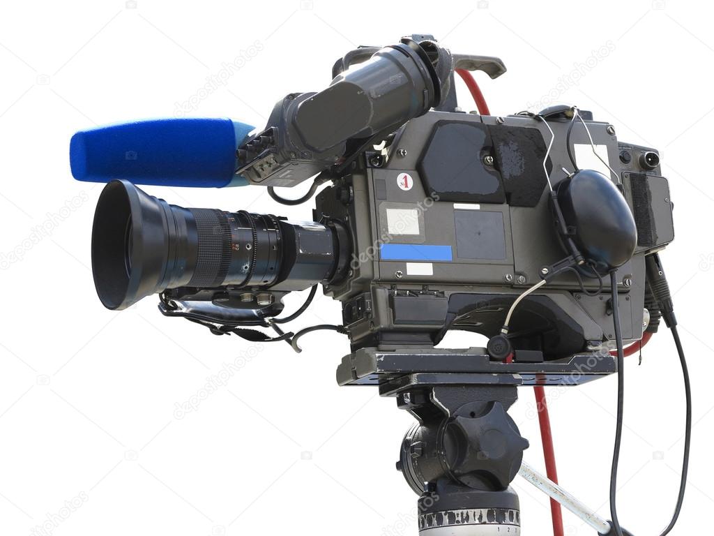 TV Studio professionnel caméra vidéo numérique sur trépied isolé o