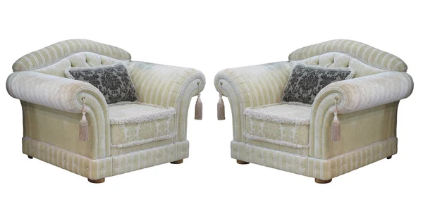 白色孤立的复古经典的老式豪华椅子 — 图库照片