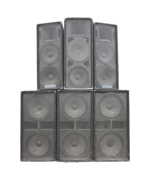 Old powerful stage concerto audio speakers isolated on white — Stock Photo, Image