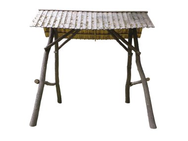 Bahçe eski ahşap kubbe beyaz izole