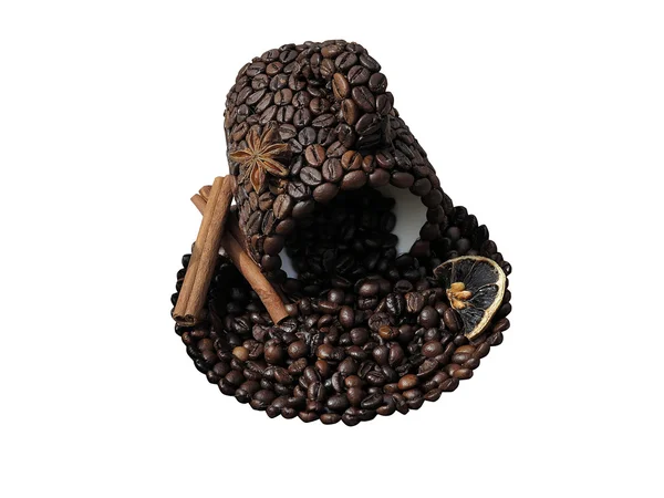 Concepto taza de granos de café aislado en blanco — Foto de Stock