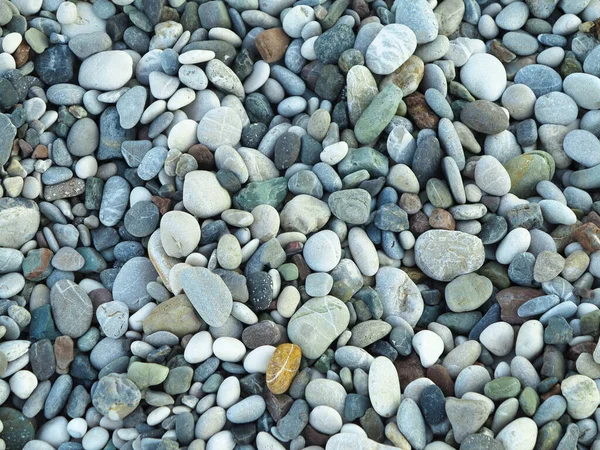 Zee Kleurrijke Grijze Kleine Stenen Kiezelsteentjes Een Strand Backgroun — Stockfoto