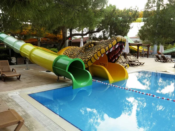 Coorful Water Slides Modern Resort Aquapark — Stock Photo, Image