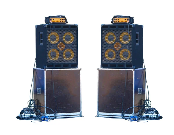 Old Powerful Large Industrial Audio Speakers Isolated White Background — Stock Photo, Image