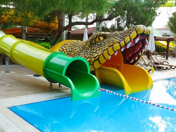 Coorful Water Slides Modern Resort Aquapark — Stock Photo, Image