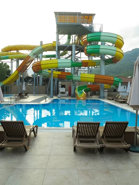 Coorful Water Slides Modern Resort Aquapark — Stock Photo, Image