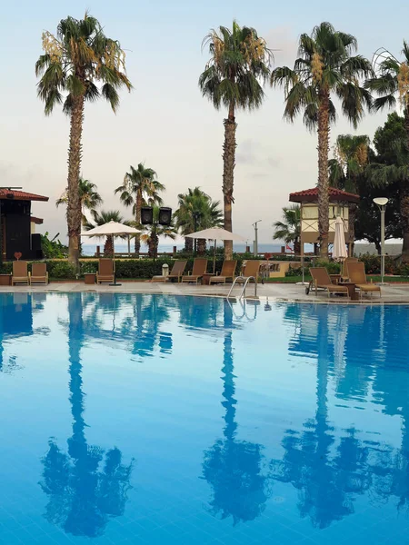 Tropikal bir otelde lüks mavi yüzme havuzu