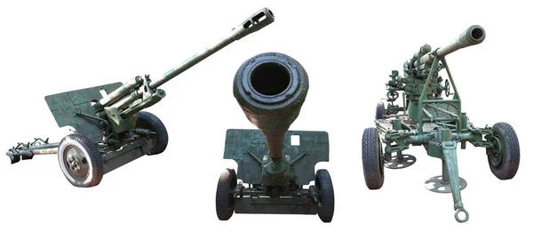 Three Military Russian Cannon Gun Invazion Isolated White Background — ストック写真