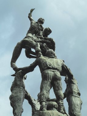TARRAGONA, SPAIN - 06.07.2022: Monument to the Castellers (Monumento a los Castellers) by Francesc Angles