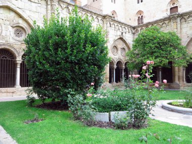 Architectural details of Medieval catholic cathedral Saint Mary in Tarragona, Catalonia, Spain. 