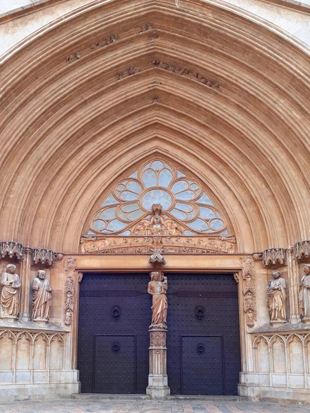 Architectural Details Medieval Catholic Cathedral Saint Mary Tarragona Catalonia Spain — 图库照片