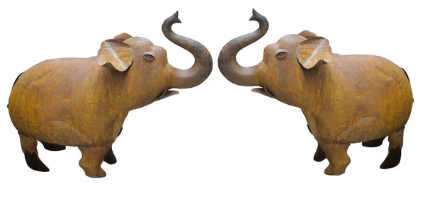 Metallic Rusted Elephant Toy Isolated White Background — Foto Stock